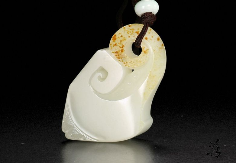 新疆和田玉 天然精品玉器43.4克新疆和田玉羊脂玉白玉平安无事牌项链挂件
