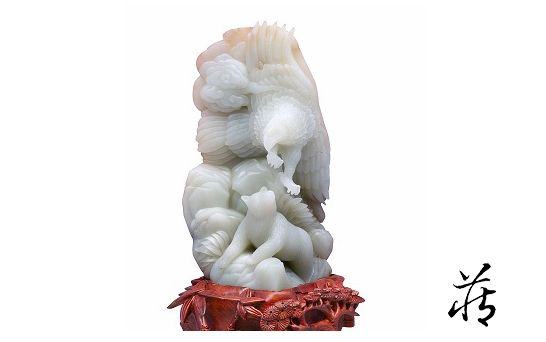 友人館藏 和田玉製 細工手彫 龍勾 年代物 置物 賞物 稀少 古玉彫 明代 和田玉 龍頭指輪 玉指 龍頭老大 龍游四方 通身