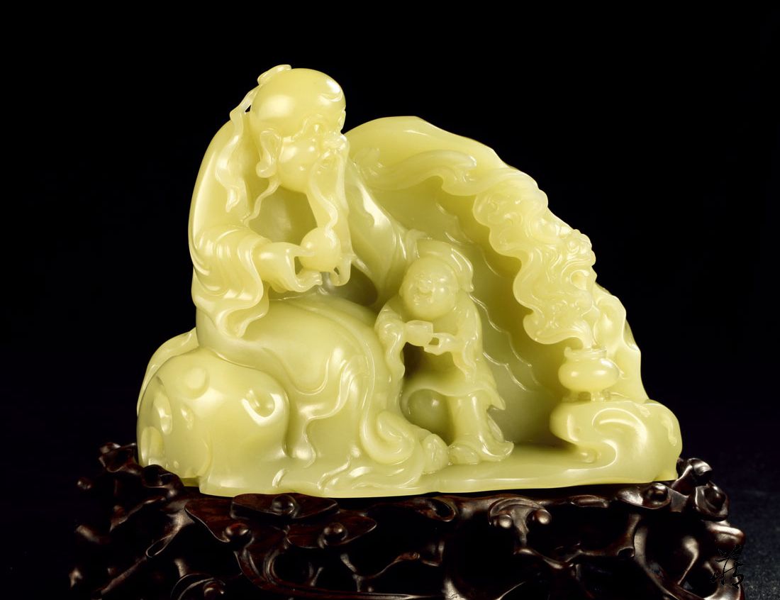 和田黄玉 13cm×9cm 根付 中国美術 古玩 WH-31 聚寶堂和田黄玉