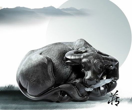 黒白分明！とっても可愛い和田玉の大きめ猫★籽料青花 ihs-mg358_0.jpg