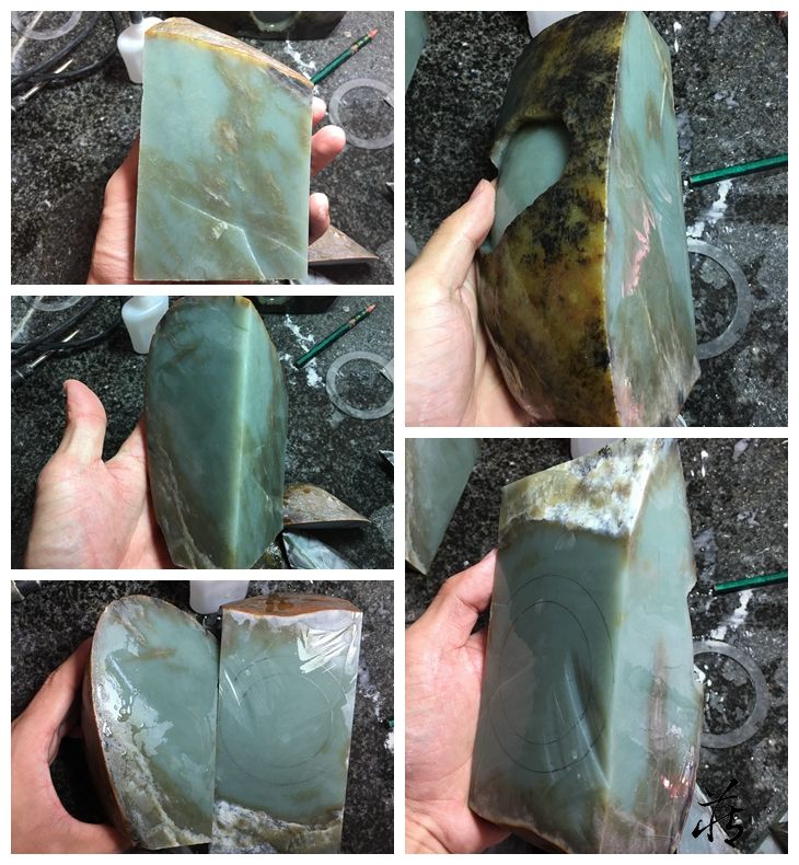 红皮和田玉籽料竟然切出"鸭蛋青"手镯,你看切赢了么?