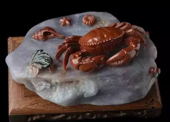 【夢工房】時代蟹和歌彫小判盆　在銘　193ｇ　YS64