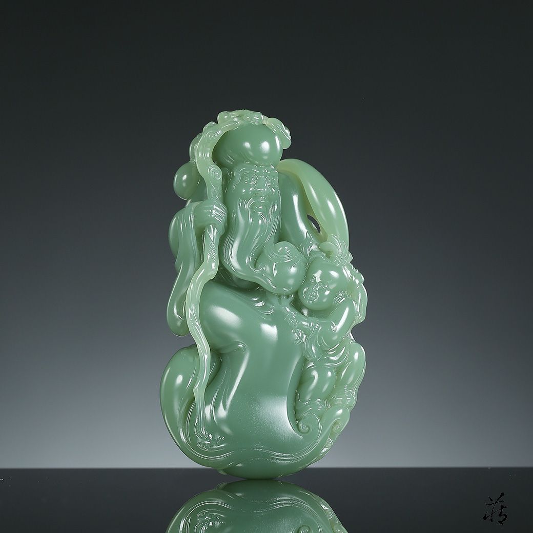 中国清時代　古美術 和田玉佛手壽星置物 雕必有意，和田玉雕典故里的长寿星——小藏看玉雕和田玉鉴定保养