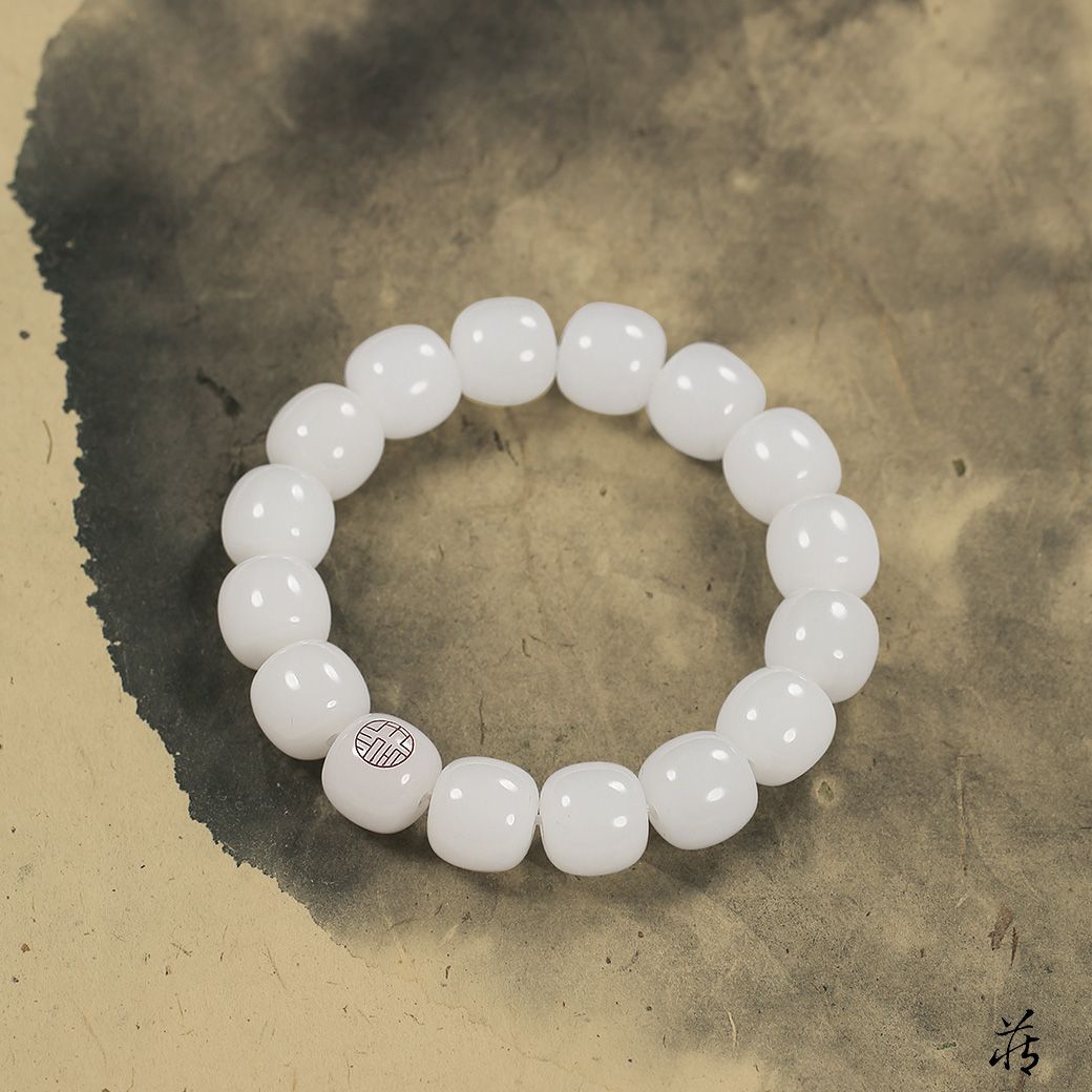 秘藏 清 玉彫 和田玉 老型珠 36子手持 一心向善 驅散