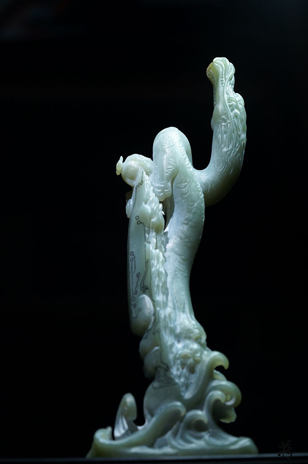 友人館藏 和田玉製 細工手彫 龍勾 年代物 置物 賞物 稀少 古玉彫 明代 和田玉 龍頭指輪 玉指 龍頭老大 龍游四方 通身