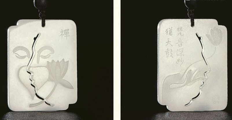 佛在心中白玉牌