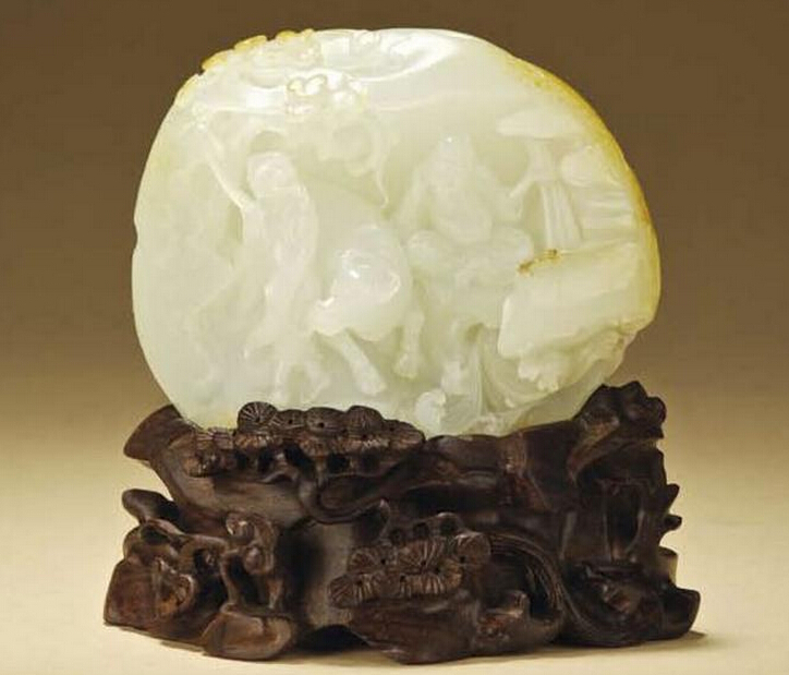 许由洗耳白玉山子