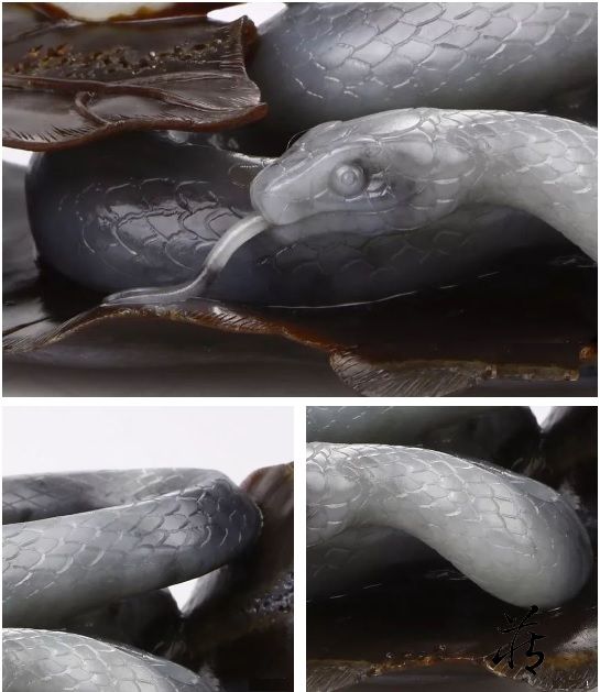 太逼真和田玉雕出吐信的白蛇很多人看了都大吃一惊
