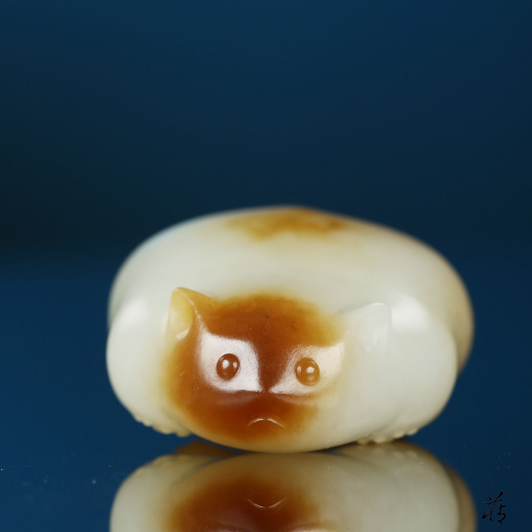 萌态十足,和田玉猫